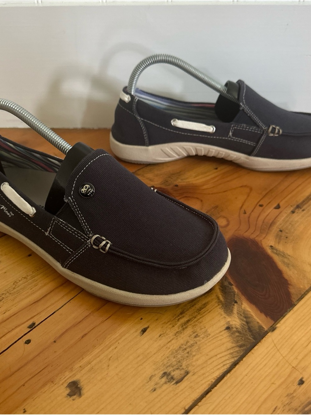 Gecko Man Womens Size 8.5 Slip-On Shoes Canvas Arch Support Navy Blue